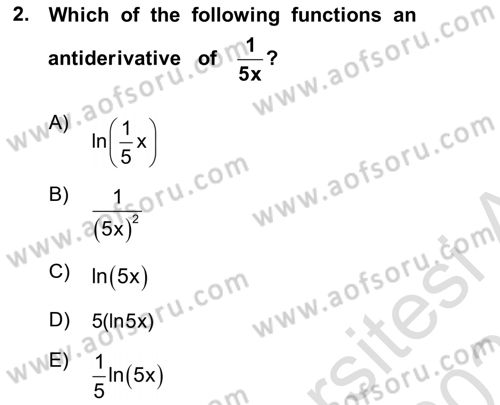 Mathematics 2 Dersi 2023 - 2024 Yılı (Vize) Ara Sınav Soruları 2. Soru