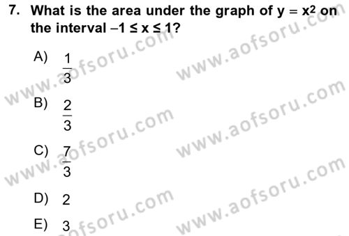Mathematics 2 Dersi 2023 - 2024 Yılı (Vize) Ara Sınav Soruları 7. Soru