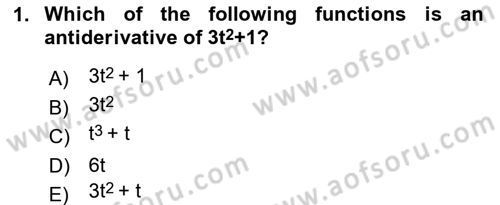 Mathematics 2 Dersi 2023 - 2024 Yılı (Final) Dönem Sonu Sınav Soruları 1. Soru