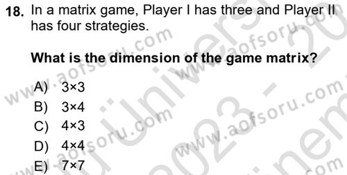 Mathematics 2 Dersi 2023 - 2024 Yılı (Final) Dönem Sonu Sınav Soruları 18. Soru