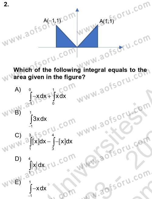 Mathematics 2 Dersi 2023 - 2024 Yılı (Final) Dönem Sonu Sınav Soruları 2. Soru
