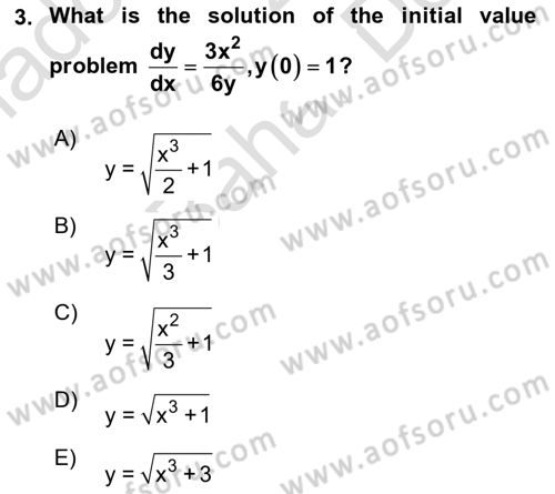 Mathematics 2 Dersi 2023 - 2024 Yılı (Final) Dönem Sonu Sınav Soruları 3. Soru