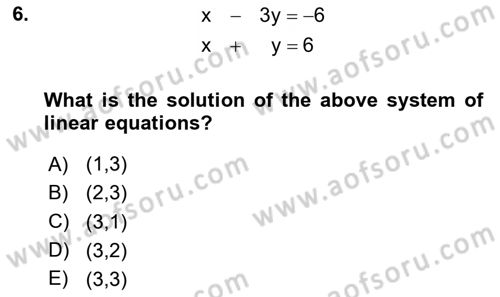 Mathematics 2 Dersi 2023 - 2024 Yılı (Final) Dönem Sonu Sınav Soruları 6. Soru