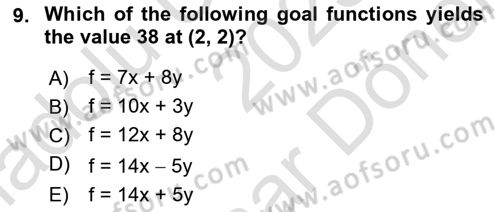 Mathematics 2 Dersi 2023 - 2024 Yılı (Final) Dönem Sonu Sınav Soruları 9. Soru