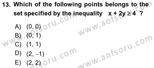 Mathematics 2 Dersi 2023 - 2024 Yılı Yaz Okulu Sınav Soruları 13. Soru