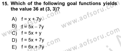 Mathematics 2 Dersi 2023 - 2024 Yılı Yaz Okulu Sınav Soruları 15. Soru