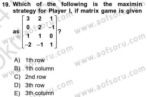 Mathematics 2 Dersi 2023 - 2024 Yılı Yaz Okulu Sınav Soruları 19. Soru