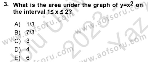 Mathematics 2 Dersi 2023 - 2024 Yılı Yaz Okulu Sınav Soruları 3. Soru