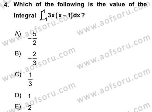 Mathematics 2 Dersi 2023 - 2024 Yılı Yaz Okulu Sınav Soruları 4. Soru