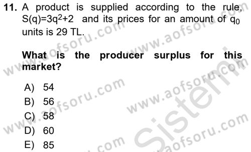Mathematics 2 Dersi 2024 - 2025 Yılı (Vize) Ara Sınav Soruları 11. Soru