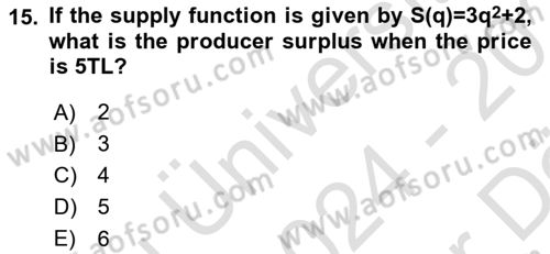 Mathematics 2 Dersi 2024 - 2025 Yılı (Vize) Ara Sınav Soruları 15. Soru