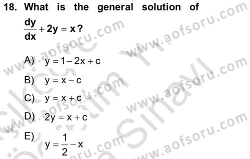 Mathematics 2 Dersi 2024 - 2025 Yılı (Vize) Ara Sınav Soruları 18. Soru
