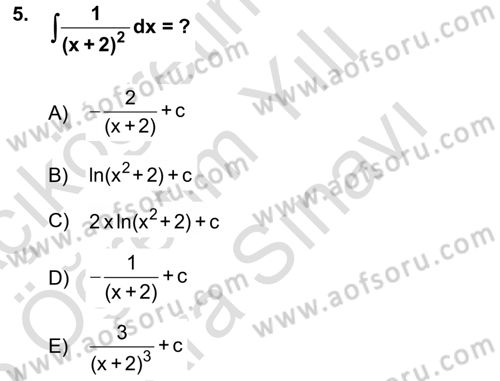 Mathematics 2 Dersi 2024 - 2025 Yılı (Vize) Ara Sınav Soruları 5. Soru