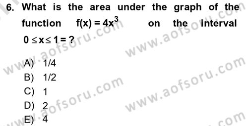 Mathematics 2 Dersi 2024 - 2025 Yılı (Vize) Ara Sınav Soruları 6. Soru