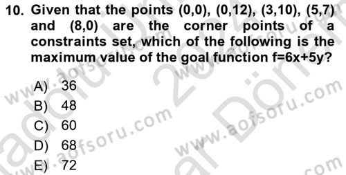 Mathematics 2 Dersi 2024 - 2025 Yılı (Final) Dönem Sonu Sınav Soruları 10. Soru