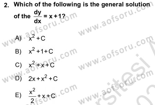 Mathematics 2 Dersi 2024 - 2025 Yılı (Final) Dönem Sonu Sınav Soruları 2. Soru