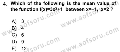 Mathematics 2 Dersi 2024 - 2025 Yılı (Final) Dönem Sonu Sınav Soruları 4. Soru
