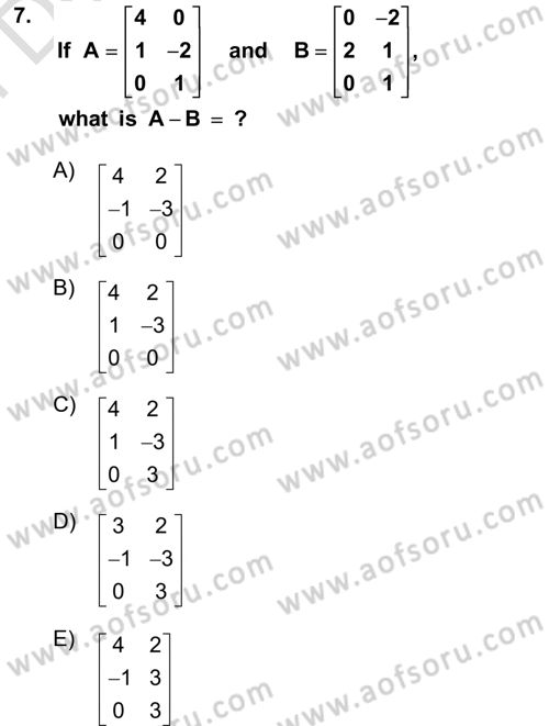 Mathematics 2 Dersi 2024 - 2025 Yılı (Final) Dönem Sonu Sınav Soruları 7. Soru