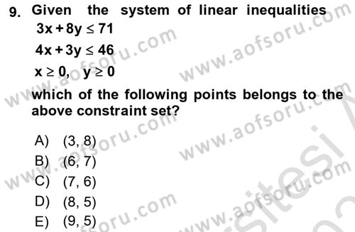 Mathematics 2 Dersi 2024 - 2025 Yılı (Final) Dönem Sonu Sınav Soruları 9. Soru