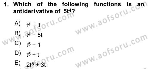 Mathematics 2 Dersi 2024 - 2025 Yılı Yaz Okulu Sınav Soruları 1. Soru
