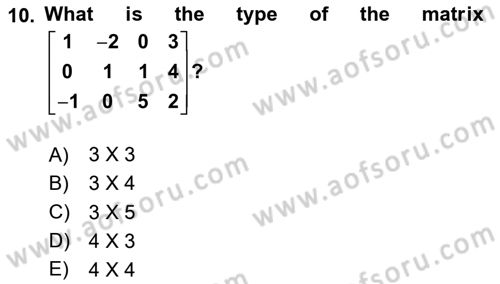Mathematics 2 Dersi 2024 - 2025 Yılı Yaz Okulu Sınav Soruları 10. Soru