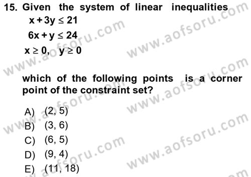 Mathematics 2 Dersi 2024 - 2025 Yılı Yaz Okulu Sınav Soruları 15. Soru