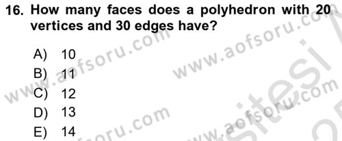 Mathematics 2 Dersi 2024 - 2025 Yılı Yaz Okulu Sınav Soruları 16. Soru