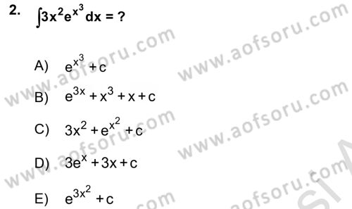 Mathematics 2 Dersi 2024 - 2025 Yılı Yaz Okulu Sınav Soruları 2. Soru