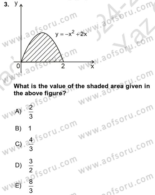 Mathematics 2 Dersi 2024 - 2025 Yılı Yaz Okulu Sınav Soruları 3. Soru