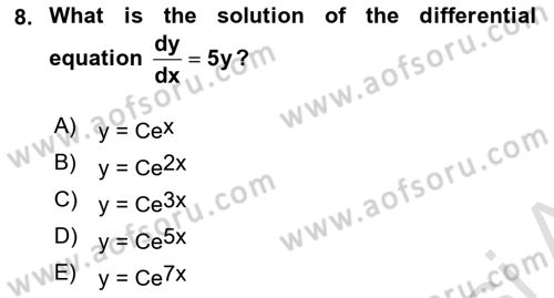 Mathematics 2 Dersi 2024 - 2025 Yılı Yaz Okulu Sınav Soruları 8. Soru