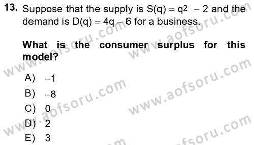 Mathematics 2 Dersi 2025 - 2026 Yılı (Vize) Ara Sınav Soruları 13. Soru
