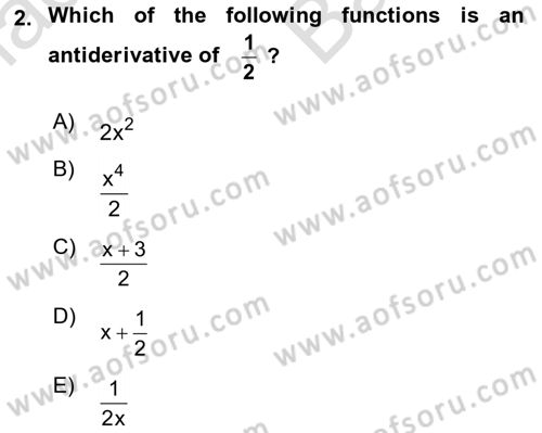 Mathematics 2 Dersi 2025 - 2026 Yılı (Vize) Ara Sınav Soruları 2. Soru