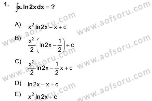Mathematics 2 Dersi 2025 - 2026 Yılı (Final) Dönem Sonu Sınav Soruları 1. Soru