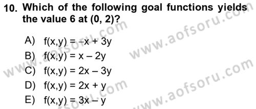 Mathematics 2 Dersi 2025 - 2026 Yılı (Final) Dönem Sonu Sınav Soruları 10. Soru