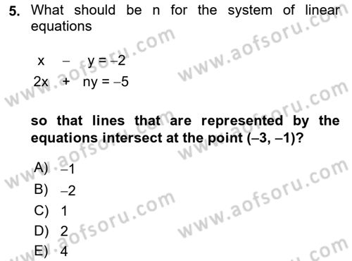 Mathematics 2 Dersi 2025 - 2026 Yılı (Final) Dönem Sonu Sınav Soruları 5. Soru