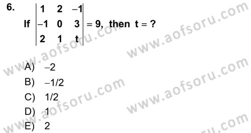 Mathematics 2 Dersi 2025 - 2026 Yılı (Final) Dönem Sonu Sınav Soruları 6. Soru