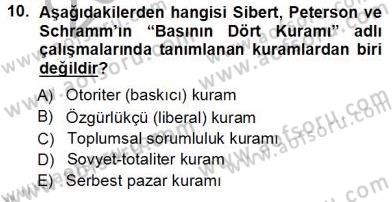 Haberciliğin Temel Kavramları Dersi 2012 - 2013 Yılı (Vize) Ara Sınav Soruları 10. Soru