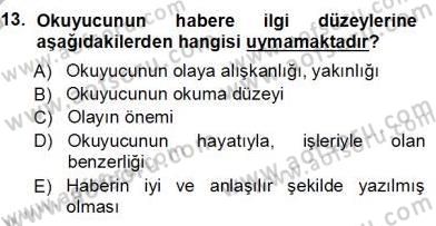 Haberciliğin Temel Kavramları Dersi Ara Sınavı Deneme Sınav Soruları 13. Soru