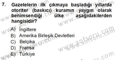 Haberciliğin Temel Kavramları Dersi Ara Sınavı Deneme Sınav Soruları 7. Soru