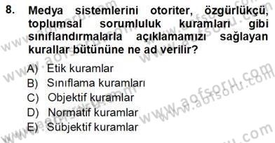 Haberciliğin Temel Kavramları Dersi 2012 - 2013 Yılı (Vize) Ara Sınav Soruları 8. Soru