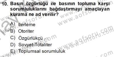 Haberciliğin Temel Kavramları Dersi Ara Sınavı Deneme Sınav Soruları 10. Soru