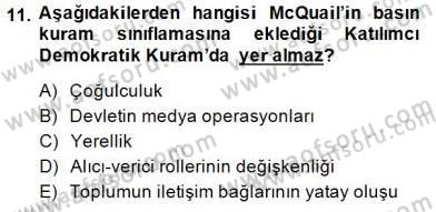 Haberciliğin Temel Kavramları Dersi Ara Sınavı Deneme Sınav Soruları 11. Soru