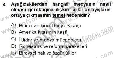 Haberciliğin Temel Kavramları Dersi Ara Sınavı Deneme Sınav Soruları 8. Soru