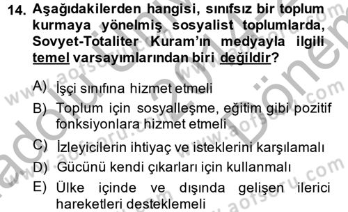 Haberciliğin Temel Kavramları Dersi 2014 - 2015 Yılı (Final) Dönem Sonu Sınav Soruları 14. Soru