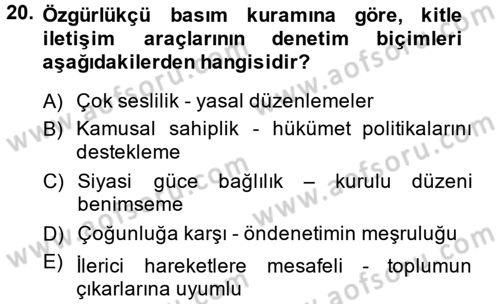 Haberciliğin Temel Kavramları Dersi 2014 - 2015 Yılı (Final) Dönem Sonu Sınav Soruları 20. Soru