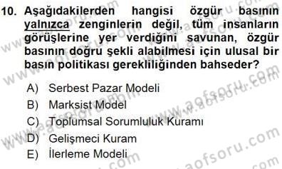 Haberciliğin Temel Kavramları Dersi Ara Sınavı Deneme Sınav Soruları 10. Soru