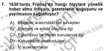 Haberciliğin Temel Kavramları Dersi 2015 - 2016 Yılı (Vize) Ara Sınav Soruları 7. Soru