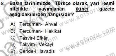 Haberciliğin Temel Kavramları Dersi 2015 - 2016 Yılı (Vize) Ara Sınav Soruları 8. Soru