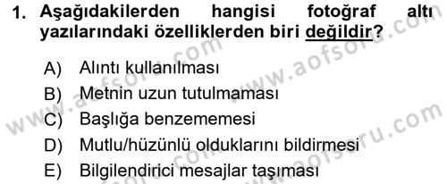 Haberciliğin Temel Kavramları Dersi 2015 - 2016 Yılı (Final) Dönem Sonu Sınav Soruları 1. Soru