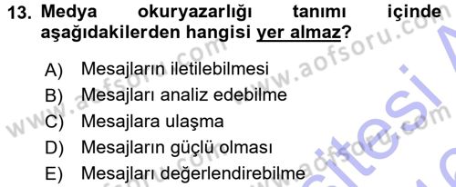 Haberciliğin Temel Kavramları Dersi 2015 - 2016 Yılı (Final) Dönem Sonu Sınav Soruları 13. Soru